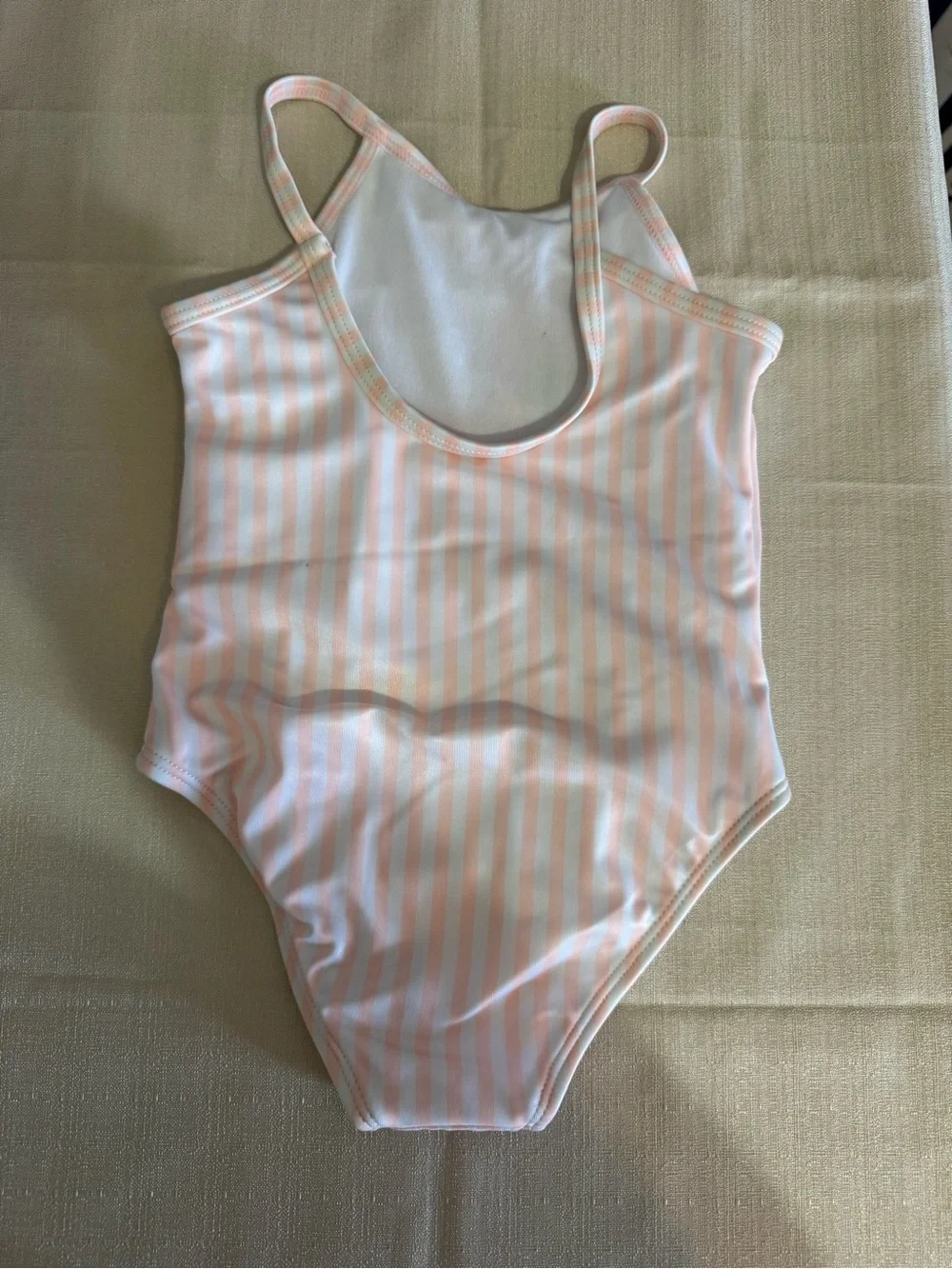 Crazy 8 Pink Vertical Stripe Flamingo Swimsuit